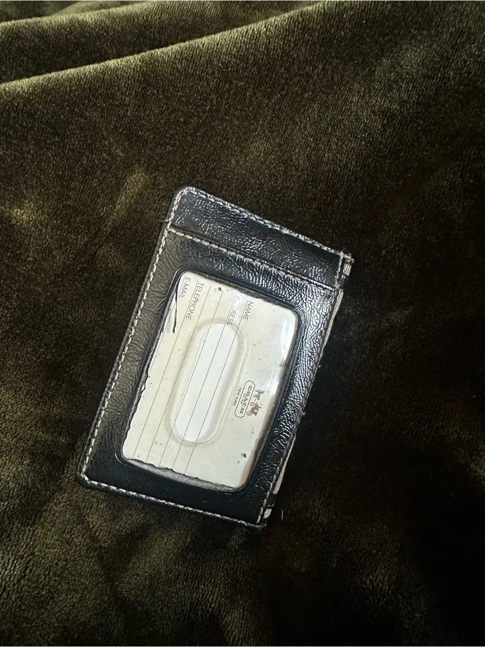 Coach Black Signature Canvas Card Holder with Leather Band